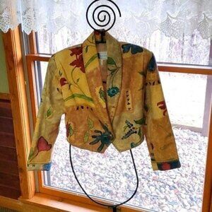 Rhonda Stark Vintage Hand Stitched Western Style Multicolored Crop Sz M Jacket